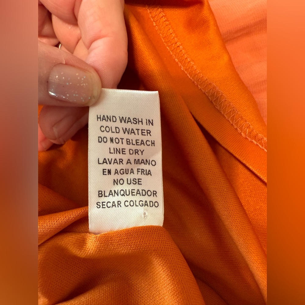 Entro Floral Embroidered Midi Dress Women Size Medium Pumpkin Color Lined - Picture 11 of 14